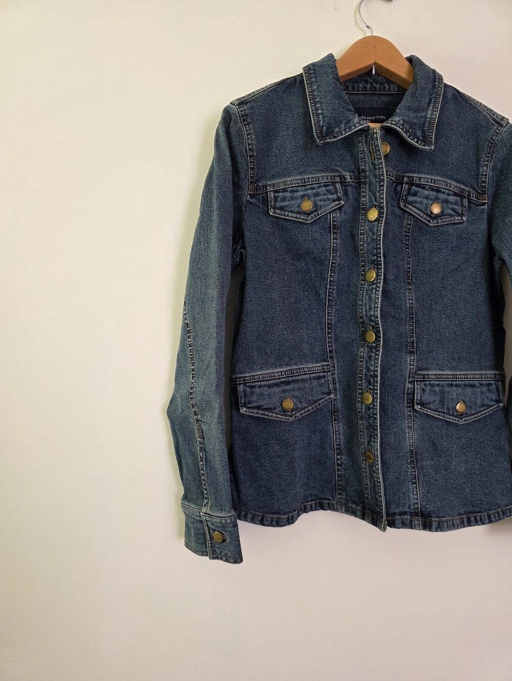 Y2k Jones Newyork Denim Jacket Womens S Boho Western Preppy Chic - Picture 2 of 8